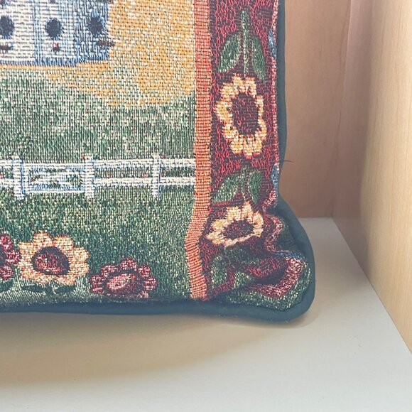 Pretty Vintage Birdhouse Tapestry Accent Pillow 16" - Picture 4 of 9